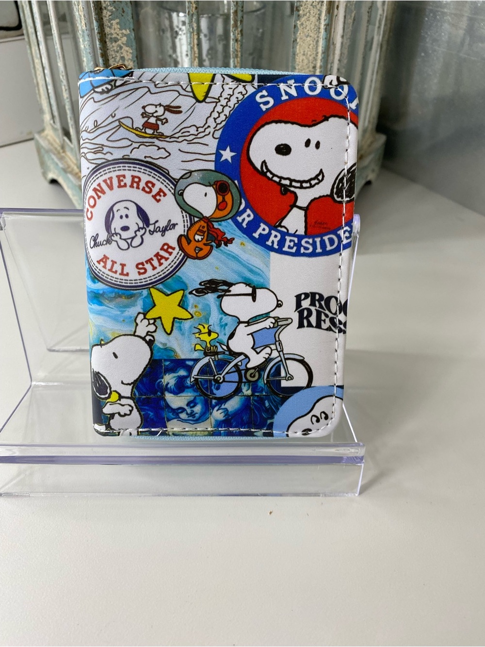 Converse Snoopy Peanuts Card Wallet with Snoopy Collage NWOT